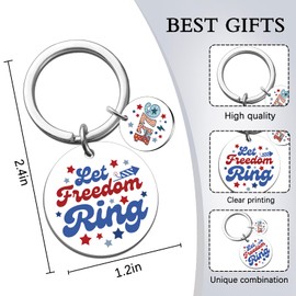 MOEXUKO 4th of July Decorations Fourth of July Keychain Patriotic Decorations Americana Decor USA Patriotic Party Favors Independence Day Gifts Let Freedom Ring Keyring