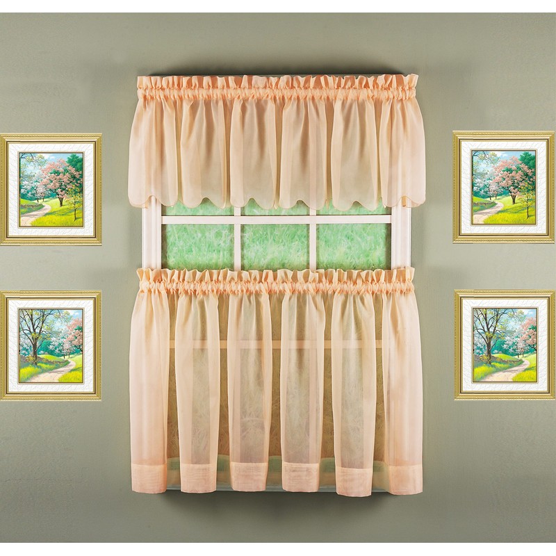 Today's Curtain Emelia Original Voile Tier Pair 36", Peach, 60"W