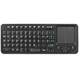Rii Mini Tastatur Bluetooth mit Touchpad, Wireless Tastatur mit IR-Lernen und Hintergrundbeleuchtung für Android TV Box/Mac/Laptop/Windows/Tablet (DE Layout)