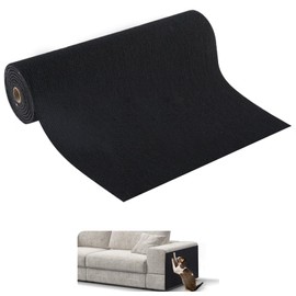Cat Scratching Mat, Self-Adhesive Cat Scratcher for Couch Furniture or Wall Protector, Scratching Carpet Covering Cat Tree Tower, Replacement Scratching Pads (Black, 39.4" L x 15.8" W)