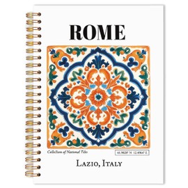 URLLUAE Vintage Italy Travel Notebook, Vintage Mediterranean Travel Journal for Women, ROME Lazio Italy Tile Art Aesthetic Spiral Notebook for Work Office Supplies, 5.5x8.3 Inch 164pages