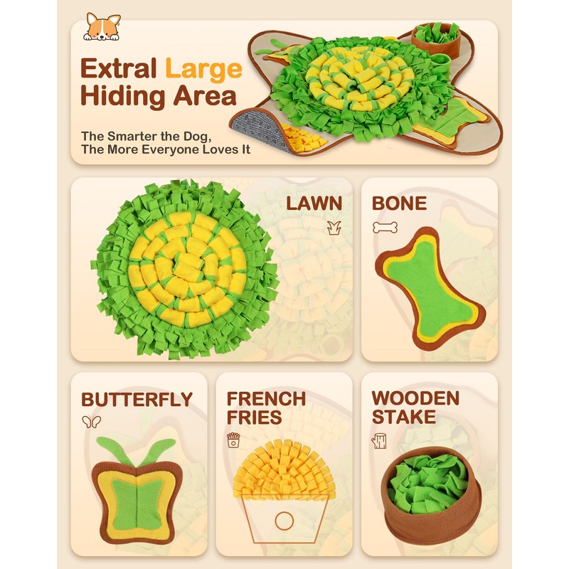 HOPET Snuffle Mat for Dogs Large Breed, 28.3''x28.3'' Interactive Puzzle