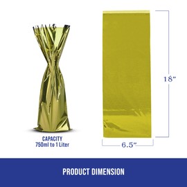 MT Products Gold Metallic Mylar Wine Gift Bags 6.5" x 18" - Great for wine Pull - Pack of 25