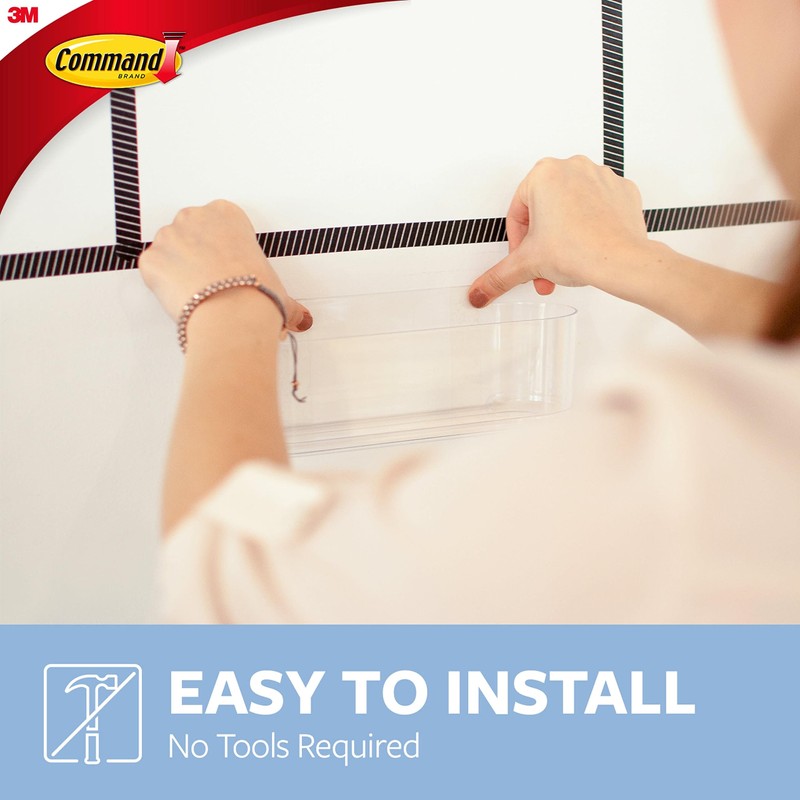 Command Large Caddy, Clear, with 4 Clear Indoor Strips, Organize