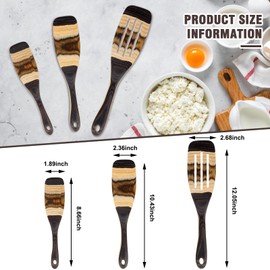 Spurtle Set, Wooden Utensils for Cooking, Kitchen Utensils Set, Pakkawood Kitchen Cooking Utensils Set, Apartment Essentials Wood Serving Spatula spoon, Home & kitchen Gift for Women & Men