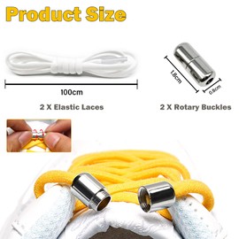 YUNAI No Tie Shoe Laces, 100cm Rotary Buckles Elastic Shoelaces for a variety of Shoes for Adults and Children(Gray)