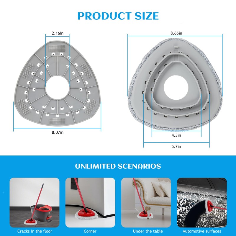 4 Pack Mop Heads Replacement Compatible with Vileda 1 Tank