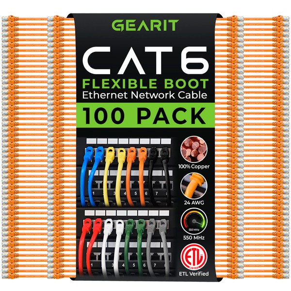 GearIT Cat6 Cable 0.5 ft 6 in (100-Pack) - Cat6