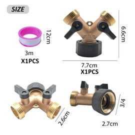 TYGFRT 1 Piece Of Hose Separator, 1 Piece Of Tape, Pipe Connector, Washing Machine Hose Splitter, Garden Faucet Splitter, Double Outlet Connector