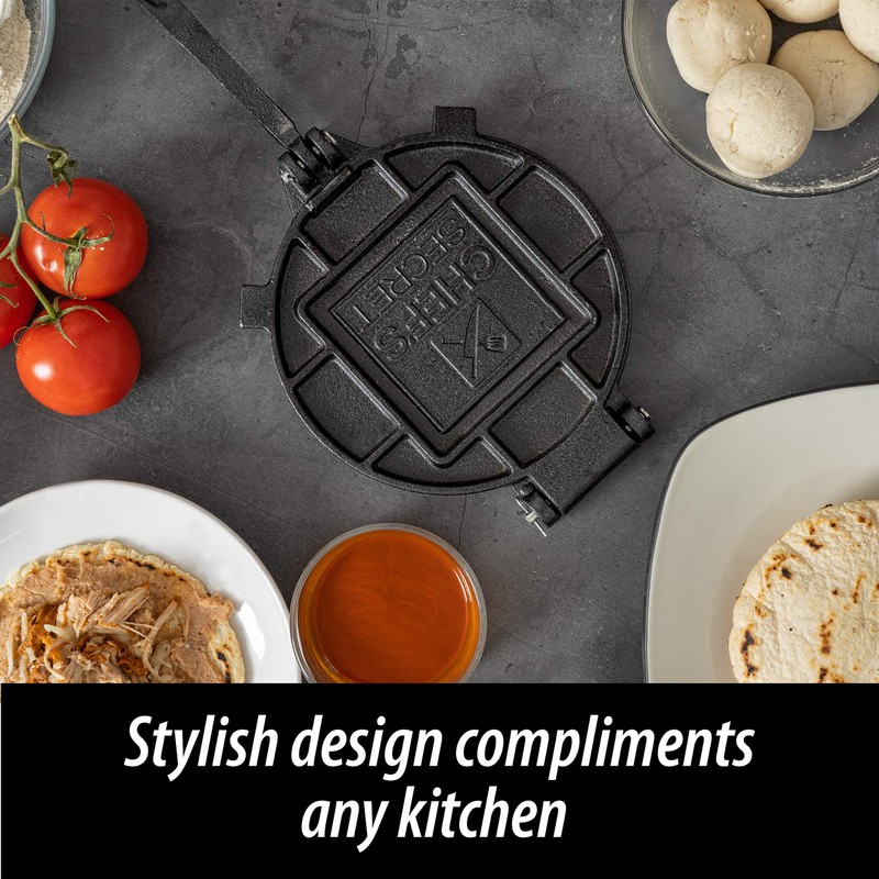 Chef's Secret 8 Inch Tortilla Cast Iron Press, Quickly Easily