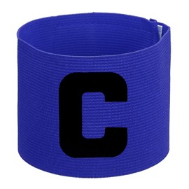 LICQIC Captains Armband, Elastic Sports Arm Band, Adjustable Captain Armbands, for football, hockey, rugby and many other sports (Design B, Blue)