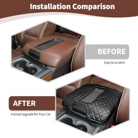 RT-TCZ for Silverado Center Console Cover Armrest Pad PU Leather for Chevy Silverado/Suburban/Tahoe 2014-2017 for GMC Sierra/Yukon 2014-2017 Black Carbon Fiber Liner