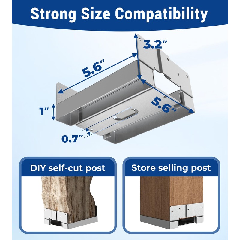 vikofan 4 PCS 6x6 Post Base for Concrete, Heavy-Duty Electro-Galvanized