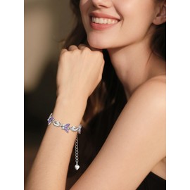 YZAB Butterfly Alexandrite Bracelets for Women June Birthstone Bracelet Adjustable Charm Bracelets Butterfly Alexandrite Jewelry Anniversary Birthday Gifts for Women Wife Mom Girlfriend Her