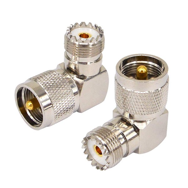 BOOBRIE M Type Connector M Male to M Female (MP-MJ) L-Shape M Conversion PL259-SO239/UHF Male to UHF Female RF Coaxial Connector 90 Degree Relay Connection Conversion Adapter Set of 2