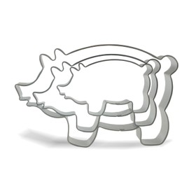 Keewah Pig Cookie Cutter Set - 5”,4”,3” - 3 Piece - Stainless Steel