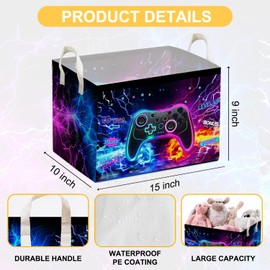 Gamer Console Storage Box, Foldable Waterproof Toy and Clothes Storage Box, Portable Fabric Storage Box for Nursery, Games Room, Gamer Decor Basket for Boys and Girls, Storage Boxes for Books, Gifts