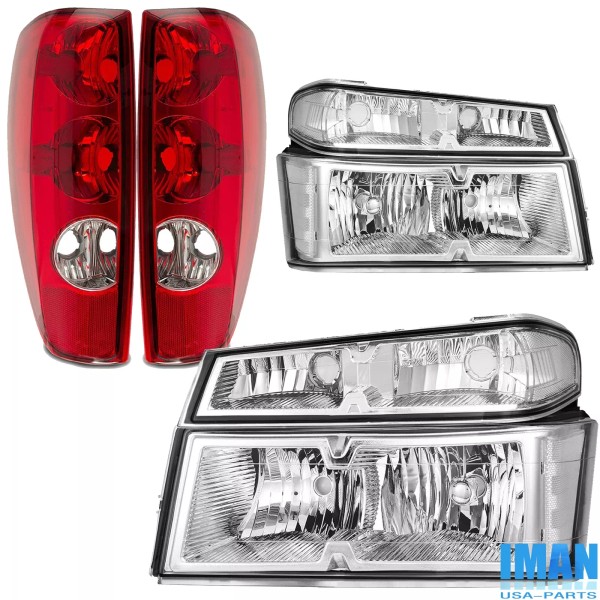 Iman365 White Concer Chrome Housing Headlights + Tail light For