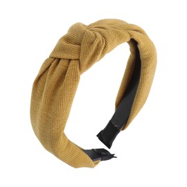 Soft Textured Cotton Knot Headband Wide Turban Headband (Mustard)