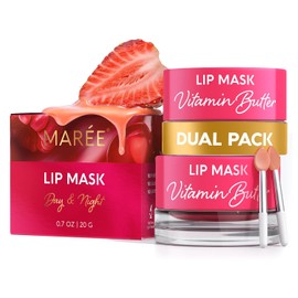 MAREE Pack De 2 Mascarillas Labiales Nocturnas - Hidratante Labial Para Labios Muy Secos - Bálsamo Labial Hidratante Con Ácido Hialurónico Y Colágeno - Tratamiento Labial Nocturno - Mascarilla Reparad