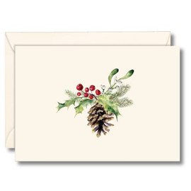 Earth Sky + Water - Christmas Pine Cone Notecard Set - 8 Blank Cards with Envelopes