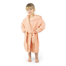 Ehrenkind® Children's Bathrobe with Hood 100% Organic Cotton | Children's Bathrobe | Perfect for Boy and Girl - coral, size: 98-104