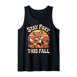 Stay Foxy This Fall Autumn Fox Leaves Tank Top
