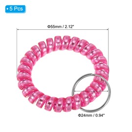 PATIKIL Stretchable Wristband Wristlet Keychain, 5 Pack TPU Spiral Wrist Coil Key Ring Holder for Outdoor Sport Gym Pool Sauna ID Badge, Metallic Rose Red