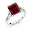 Gem Stone King 925 Silver and 10K Yellow Gold Red