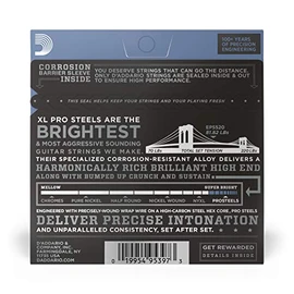 D'Addario | XL | Cuerdas para Guitarra Eléctrica | 6 cuerdas | Calibre súper ligero, 9-42 | Acero inoxidable | EPS520 | Pro Steels | Sonido potente y 