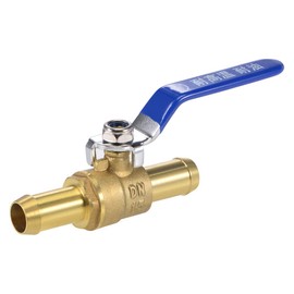 sourcing map Ball Valve Shut-Off Valve, 16 mm Hose Nozzle to 16 mm Hose Nozzle, Hose Fittings, 90 Degree Actuation Handle, Brass Valve