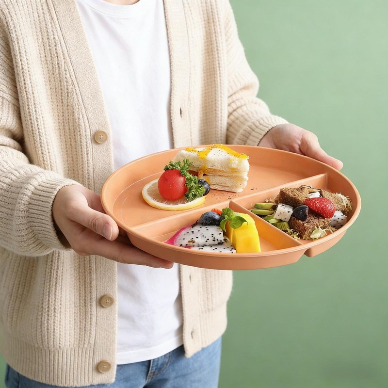 Delphinus 8 Pack 9 Inch Divided Plates For Adults, 3