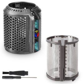 Magnetic Hair Dryer Filter Cover + Inner Filter Compatible with Dyson Supersonic HD01 HD03 HD08 HD15 Hair Dryer Replacement Parts, Hair Dryer Outer Filter Repair Accessories (Metallic Gray)