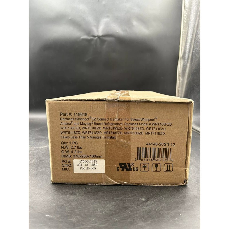 EZ Connect 118648 Ice Maker for Select Whirlpool Refrigerators, 8-Pin