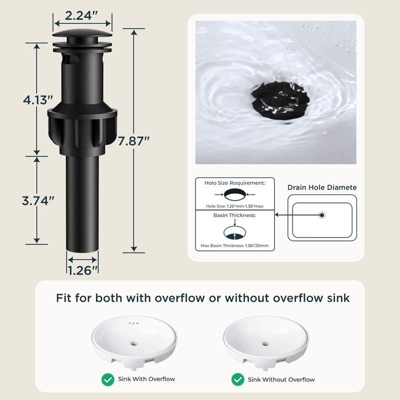 FORIOUS Matte Black Bathroom Faucet with Pull Down Sprayer, Single