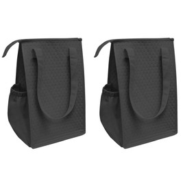 Thermo Tote Insulated Lunch Bag Wine Cooler Tote Reusable Tall Water Bottle Carrier for Adults Men Women (Pack of 2 for Price of 1) … (Pack of 2 - Black & Black - ST3091)