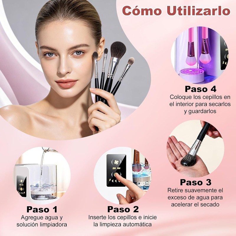ABUDA Limpiador Eléctrico de Brochas de Maquillaje, con Desmontable 3