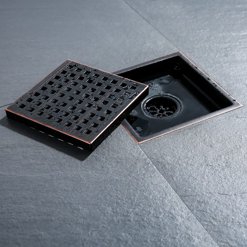 SEABEFORE Oil Rubbed Bronze Shower Drain Square Shower Drain 6