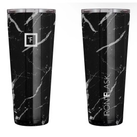 IRON °FLASK 32 oz Marble Tumbler with Straw - Black Marquina