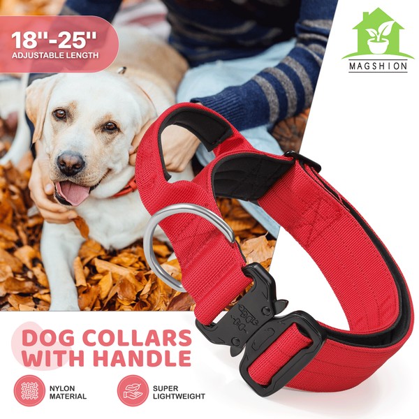 Magshion Red Reflective Nylon Dog Collar Soft Comfortable Adjustable Puppy