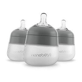 NANOBÉBÉ Biberón De Silicona Nanobebe Flexy, Anticólicos, Tacto Natural, Tetina Antivuelco, Base Estable Antivuelco, Fácil De Limpiar (Paquete De 3), 