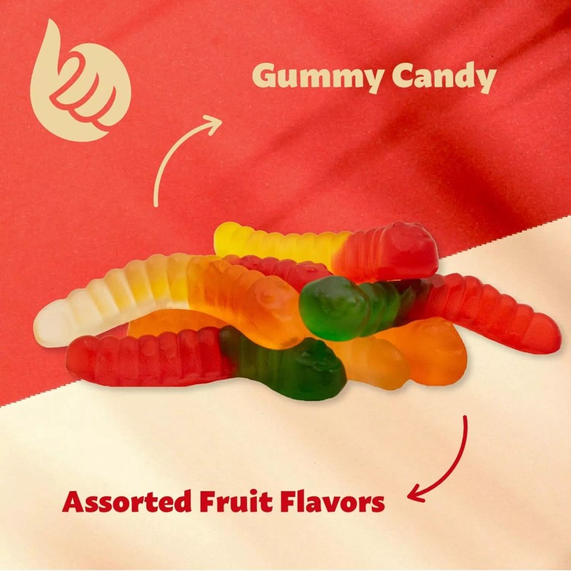iLike! Mini Gummy Worms Candy, Assorted Fruit Flavors, 1-Pound (Pack