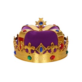 LEEMASING Corona de rey con joyas reales para disfraz de Halloween, graduación, cosplay, decoración de fiesta (morado)