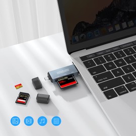 CF Card Reader LUONOCAN Compact Flash Reader Micro SD SD Card Reader USB Type-C Multi Card Reader OTG Compatible Memory Card Reader