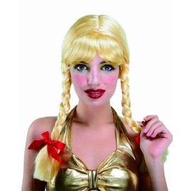 Naughty Schoolgirl Adults Fancy Dress Party Wig Blonde With Pigtails