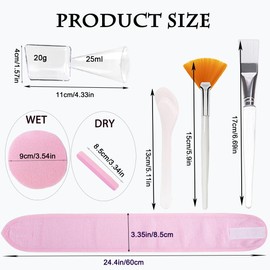 47 Pcs Esthetician Facial Supplies Kit: 5 Silicone & 5 Plastic Mask Mixing Bowls, 5 Headbands, 10 Brushes, 10 Spatulas, 10 Compressed Sponges, 2 Measuring Cups for Professional Spa & DIY Skincare