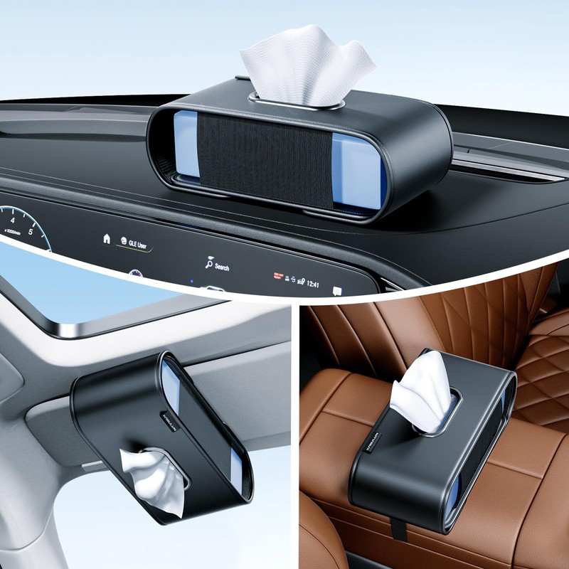 ULPOCMU Car Tissue Holder – Premium PU Leather Tissue Box