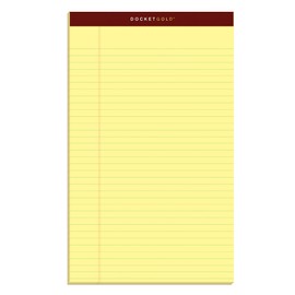 TOPS Docket Gold Writing Pads, 8-1/2" x 14", Legal Rule, Canary Paper, 50 Sheets, 12 Pack (63980)