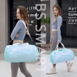 BE Smart Gym Bag Sports Duffle Bag for Men Women, Waterproof Gym Bags Weekender Bag with Shoe Compartment, Lightweight Large Overnight Workout Bag with TPU Dry Wet Separate Pocket