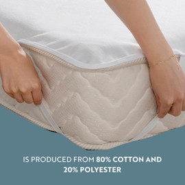 Pukato Cotton Waterproof Mattress Protector, 160 x 200 cm, 4-Corner Fitted Sheet, Resistant to Liquids and Stains, Protection for Children and Adults, Waterproof Underlay